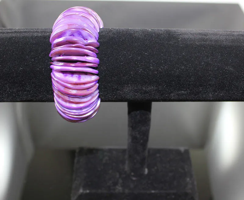 Purple Natural Sea Shell Half Moon Shape Bracelet