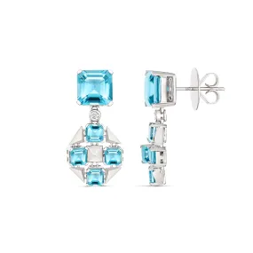 R.08® Vivant Blue Topaz Drop Earrings | 18K White Gold