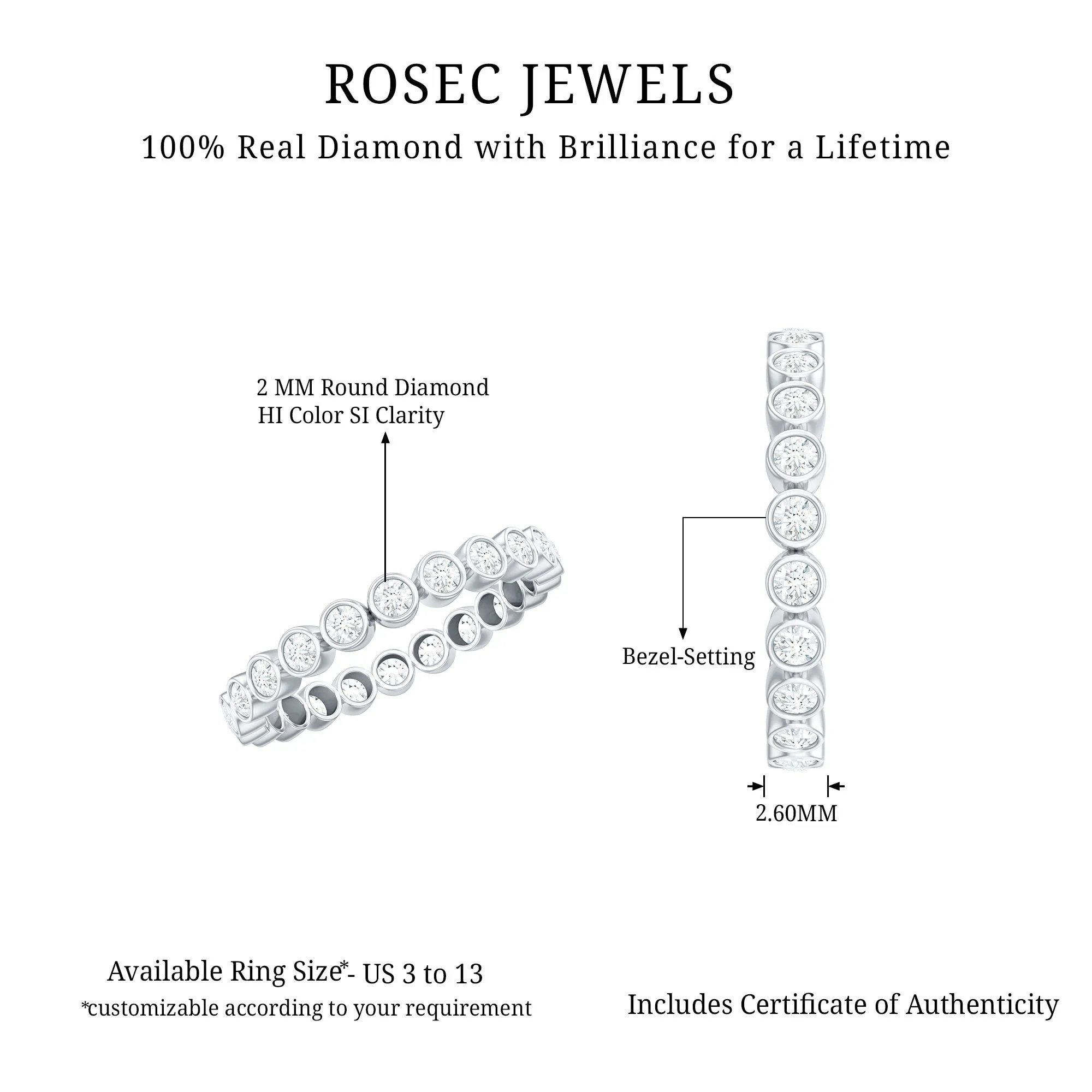 Real Diamond Eternity Ring in Bezel Setting