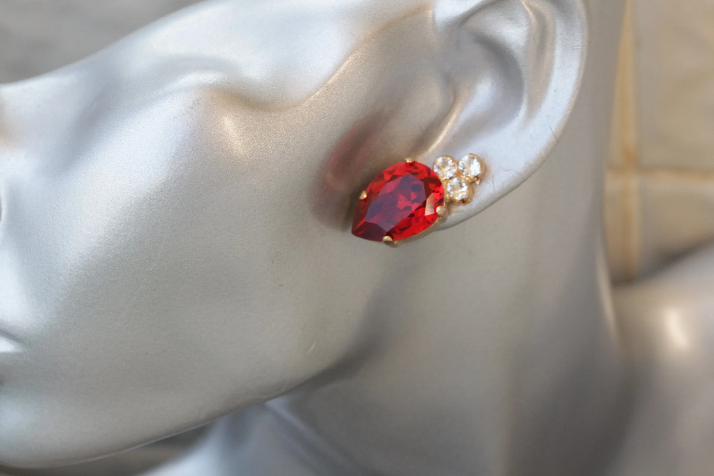 RED STUD EARRINGS