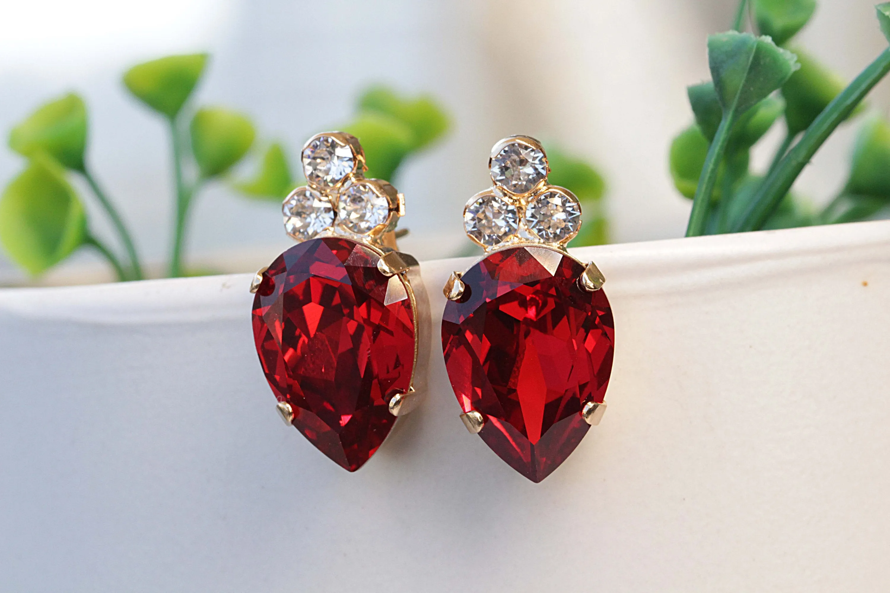 RED STUD EARRINGS