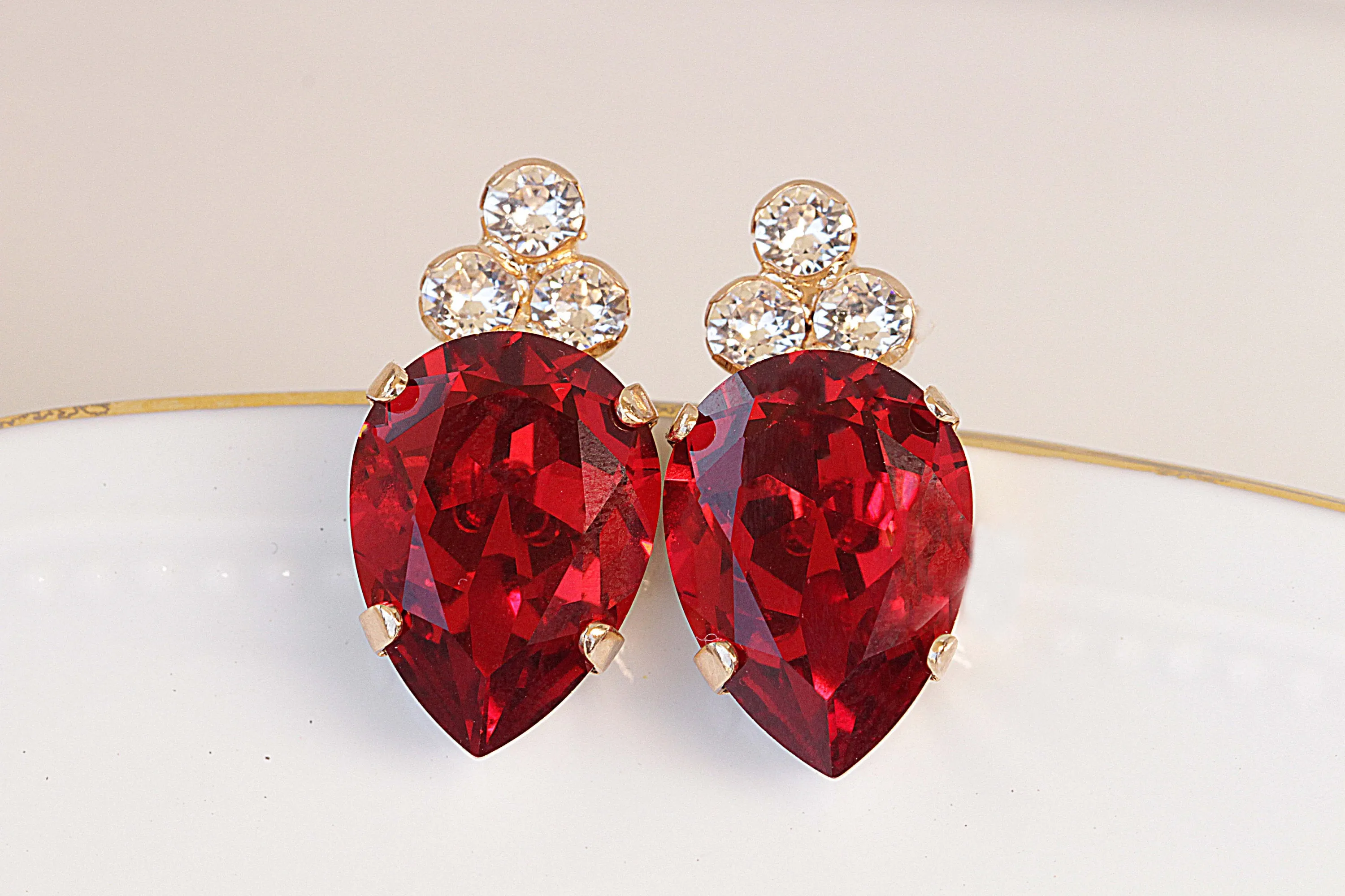 RED STUD EARRINGS