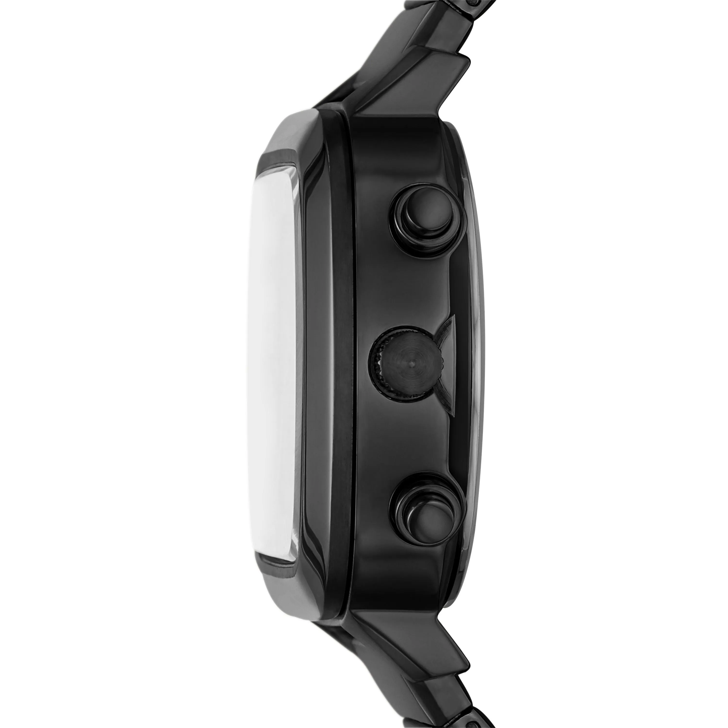 Retro Analog-Digital Black Stainless Steel Watch