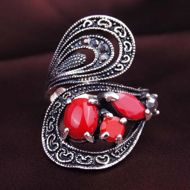 Retro Ring Fashion Classical Ancient Roman Bohemian Style Statement Exaggerated Wedding Rings For Women