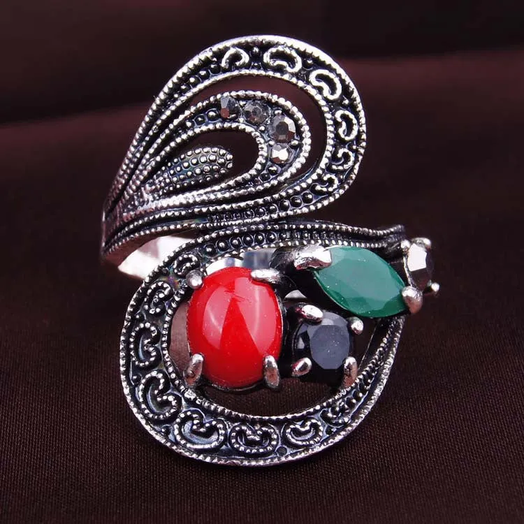 Retro Ring Fashion Classical Ancient Roman Bohemian Style Statement Exaggerated Wedding Rings For Women