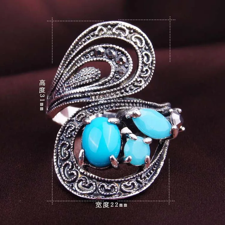 Retro Ring Fashion Classical Ancient Roman Bohemian Style Statement Exaggerated Wedding Rings For Women