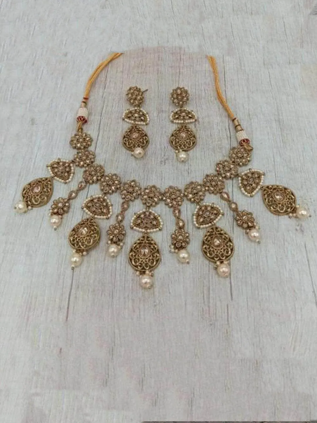 Reverse Ad Triangular Drop Necklace And Earring Set
