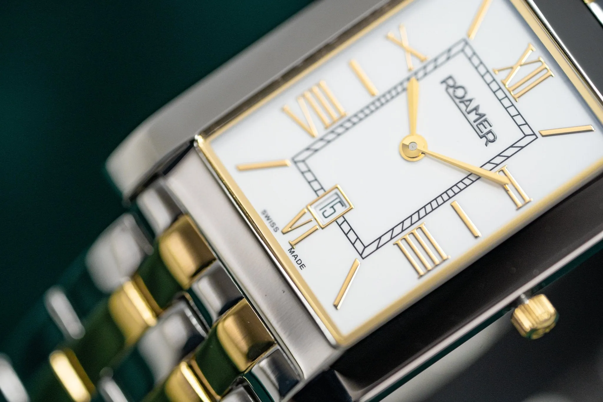 Roamer Swiss Watch Classic Vanguard Rectangular Gold