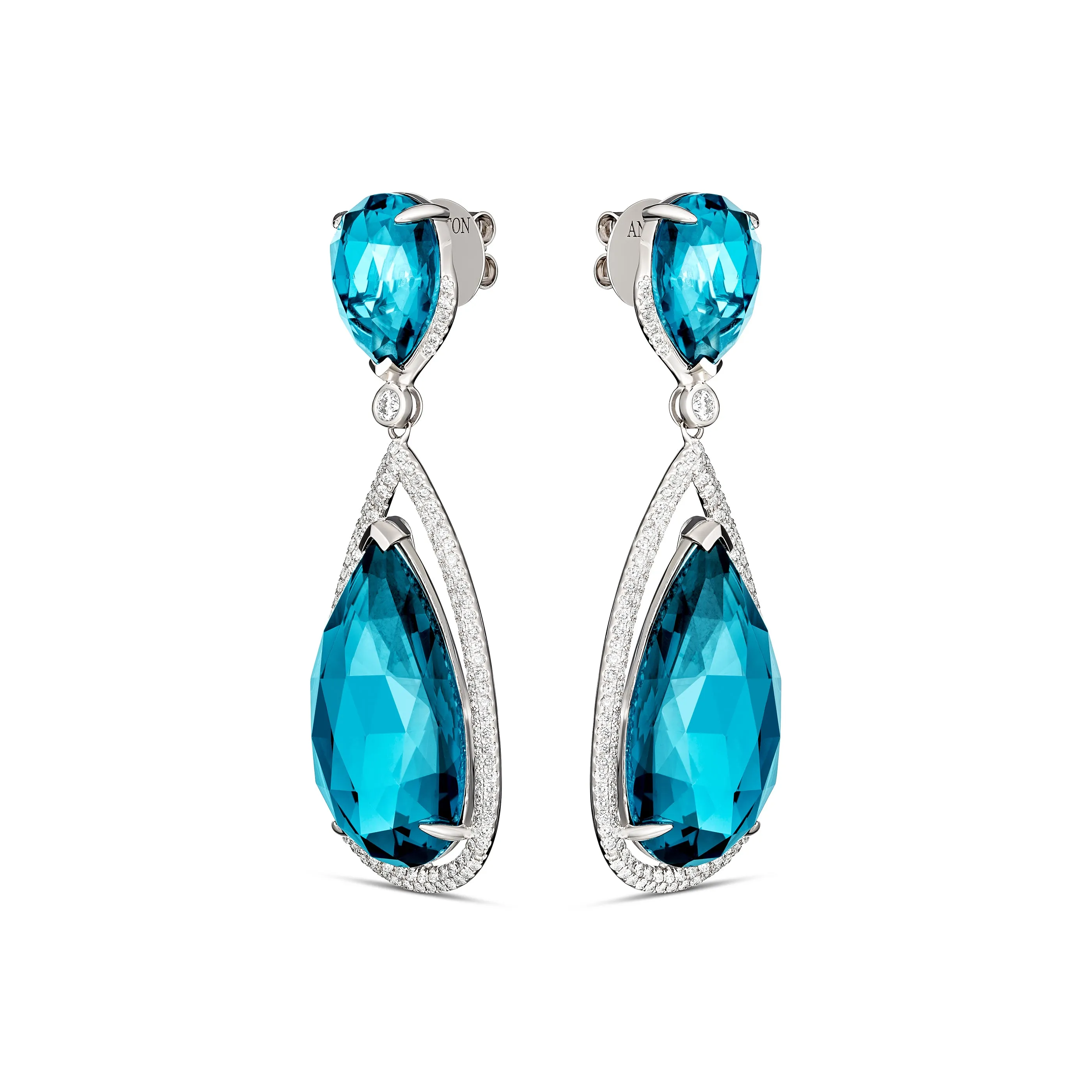 ROCK Candy® Blue Topaz Diamond Drop Earrings | 18K White Gold