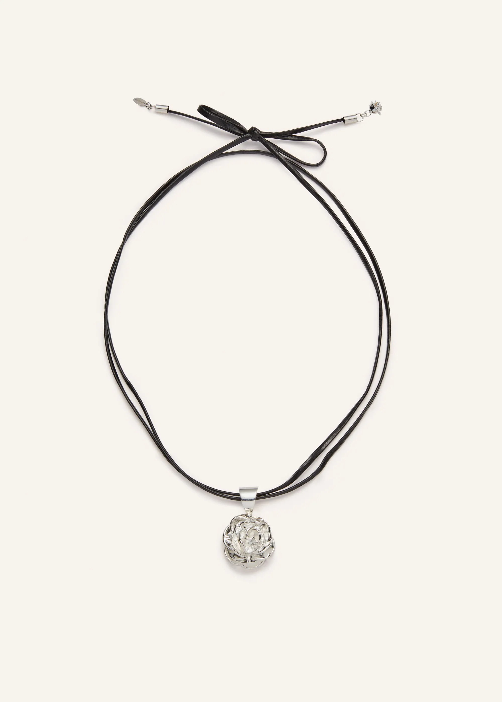 Rose leather necklace