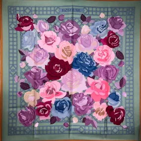 Roseraie Hermes Scarf by Vauzelles 90 cm Silk RARE