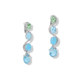 Shanghai Earrings 18ct White Gold - Green Beryl, Blue Topaz, Aquamarine, Prasiolite & Diamond