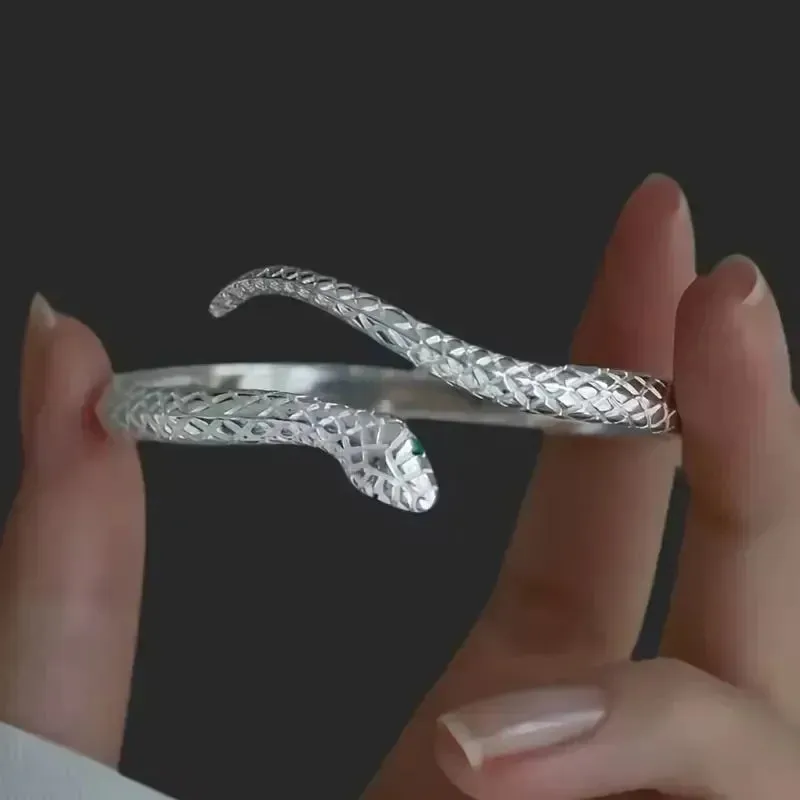 Silver Snake Open Bracelet