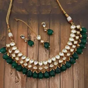 Simple Kundan Big Drop Necklace Set