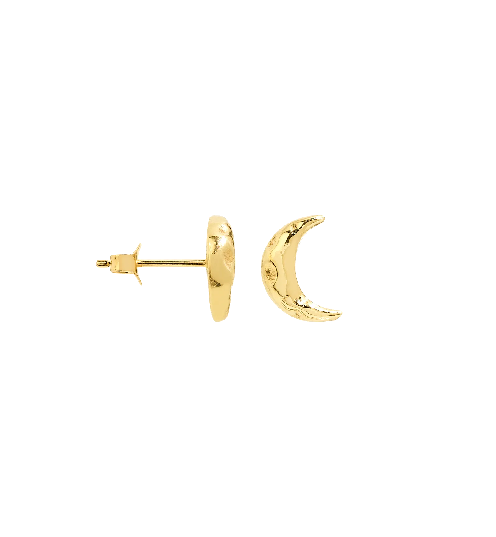 Single Golden Moon Stud Earring 14K