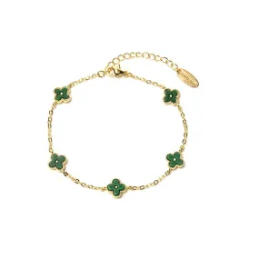 Small Green Clover Bracelet Gold