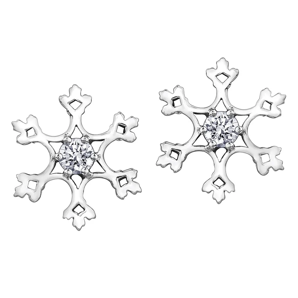 Snowflake Stud Earrings with Canadian Diamonds