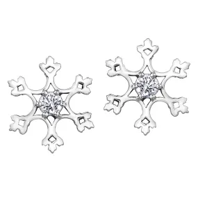 Snowflake Stud Earrings with Canadian Diamonds