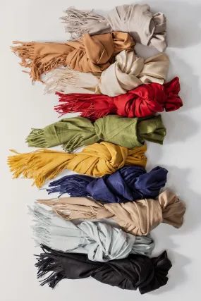 Solid Scarf With Fringe in Various Colors