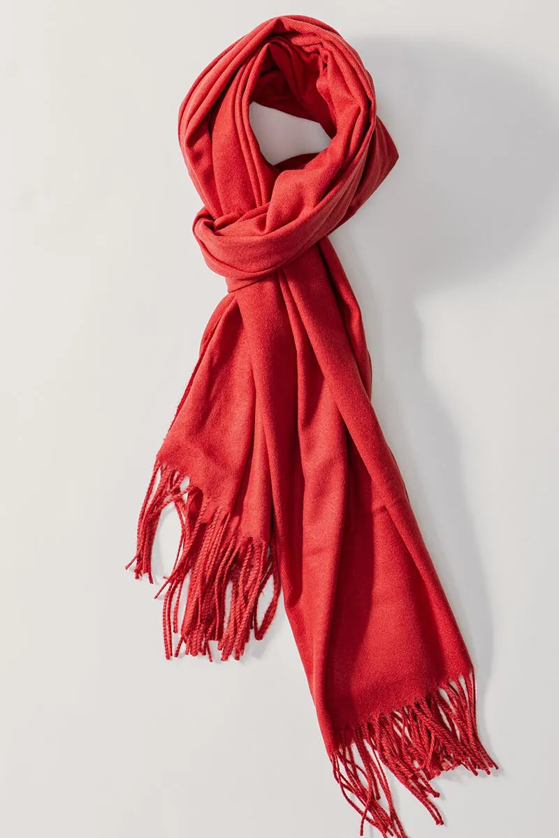 Solid Scarf With Fringe in Various Colors