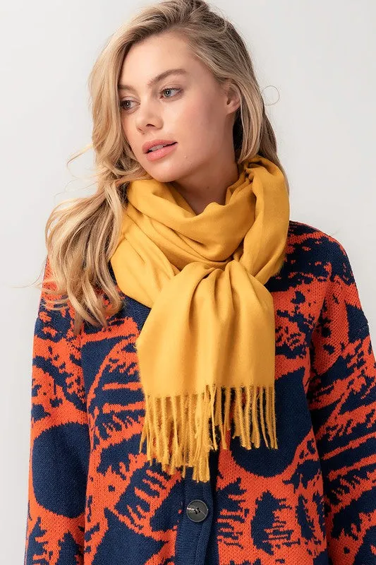 Solid Scarf With Fringe in Various Colors