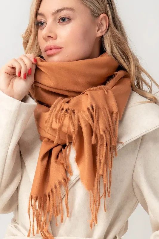 Solid Scarf With Fringe in Various Colors