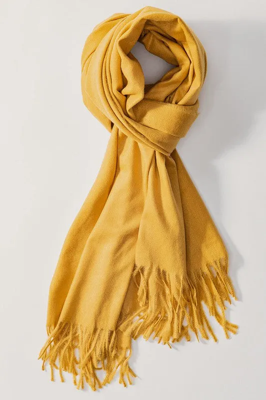 Solid Scarf With Fringe in Various Colors