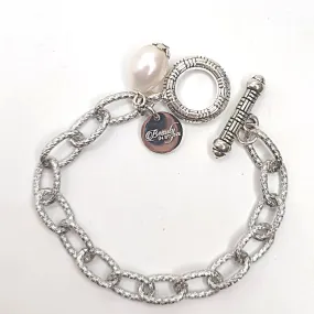 Stainless Steel Chain Link Bracelet With Pearl