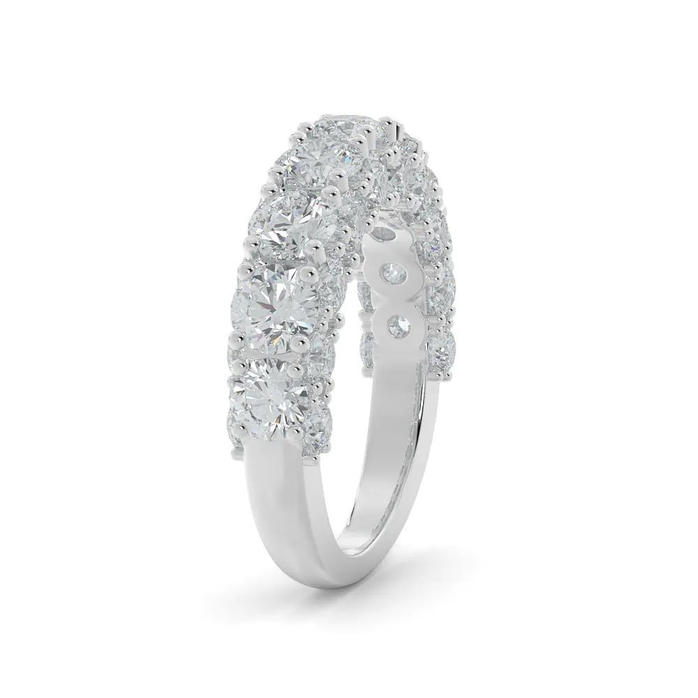 Starburst 3-Row Natural Round cut Diamond Wedding Band