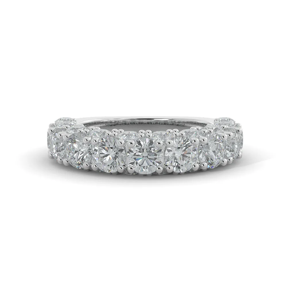 Starburst 3-Row Natural Round cut Diamond Wedding Band