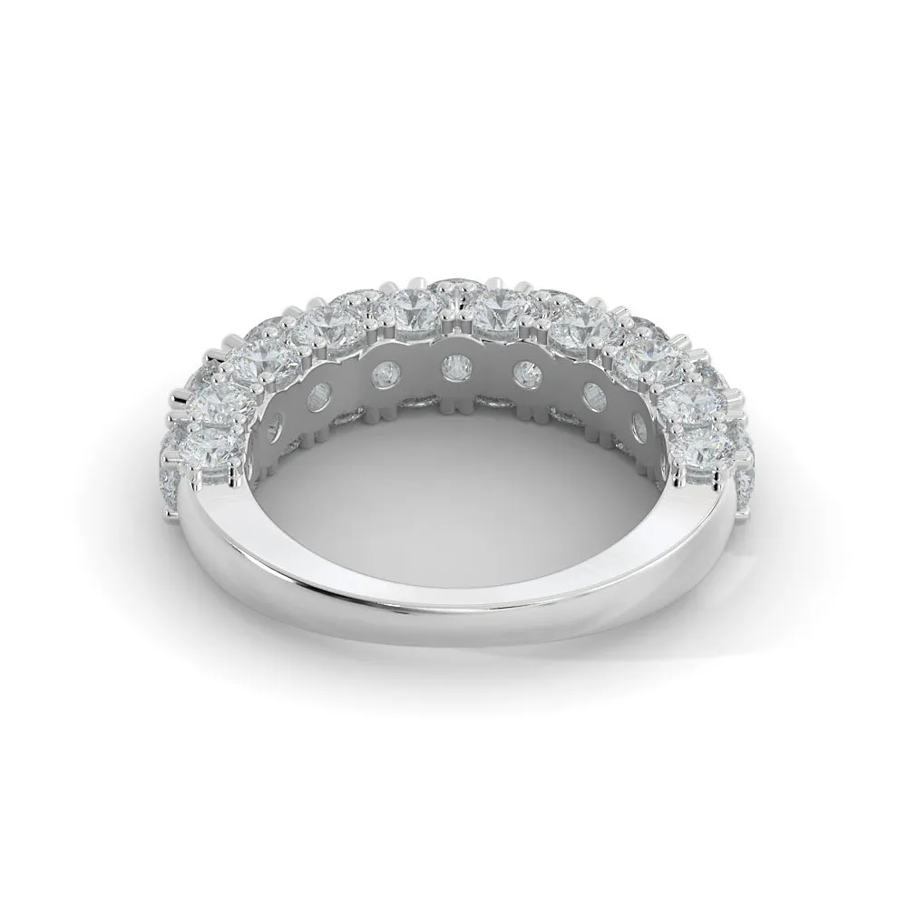Starburst 3-Row Natural Round cut Diamond Wedding Band