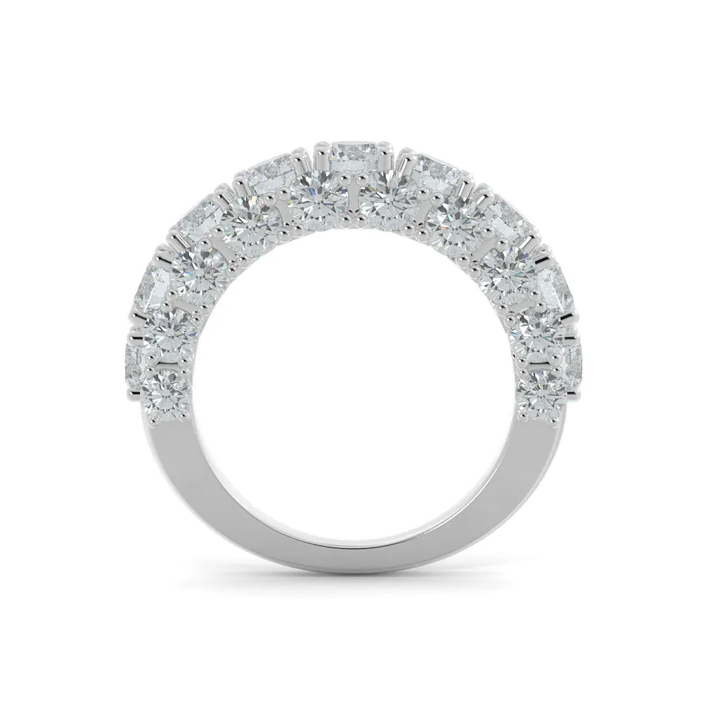 Starburst 3-Row Natural Round cut Diamond Wedding Band