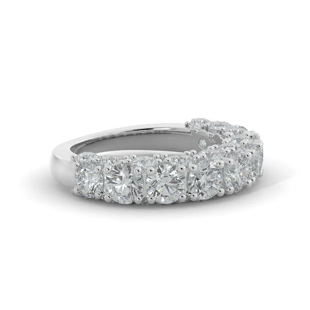 Starburst 3-Row Natural Round cut Diamond Wedding Band