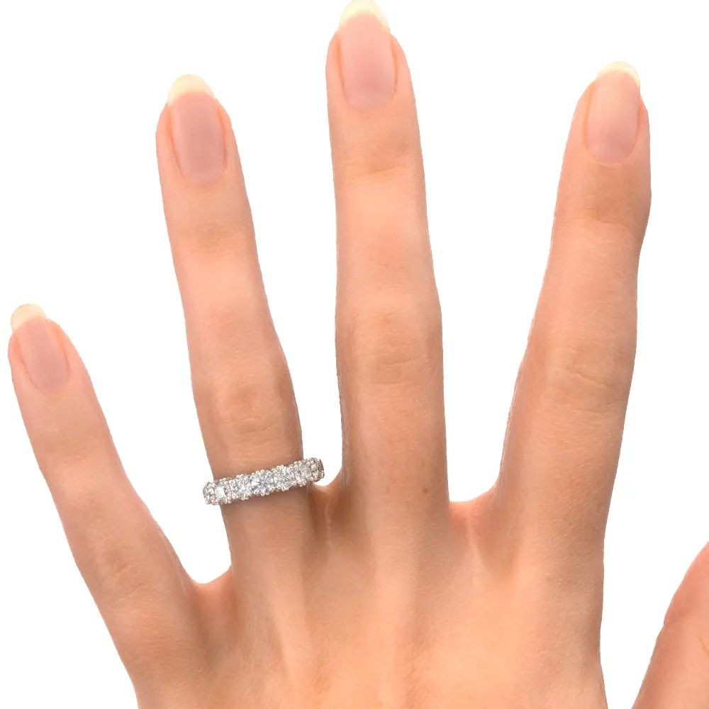 Starburst 3-Row Natural Round cut Diamond Wedding Band