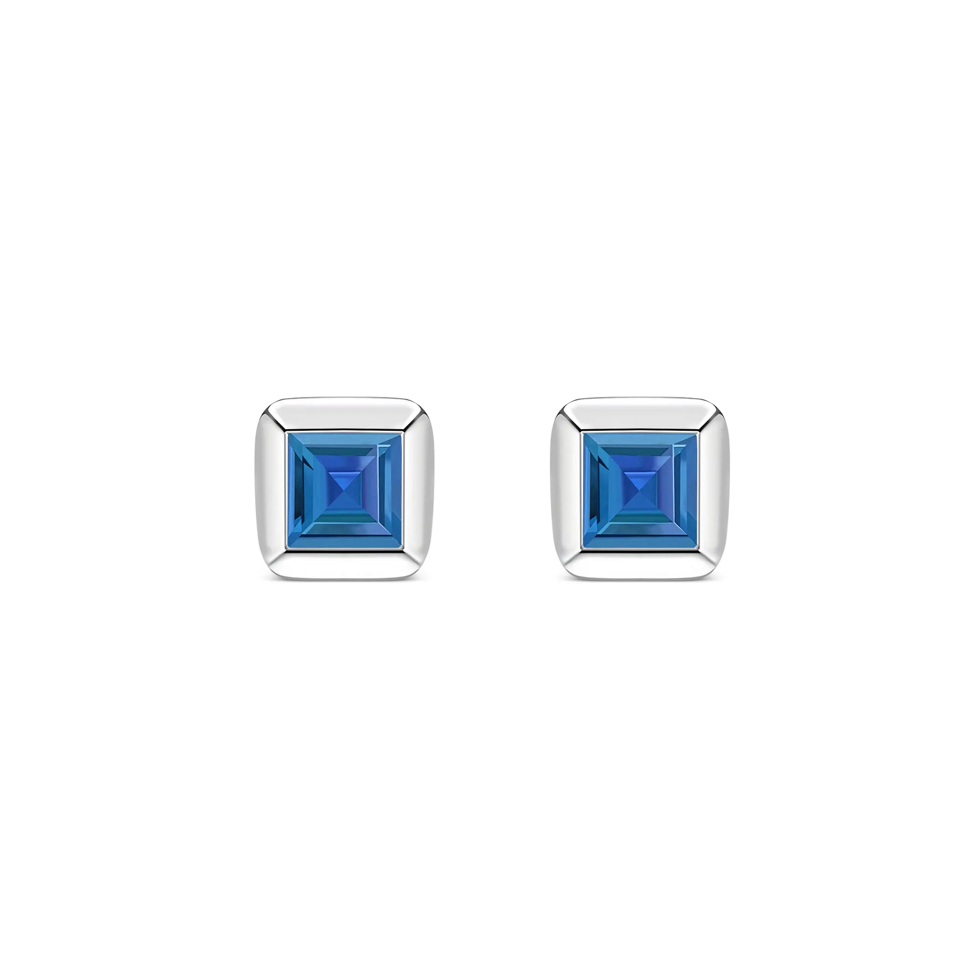 Sterling Silver London Blue Topaz Framed Stud Earrings