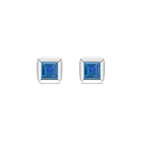 Sterling Silver London Blue Topaz Framed Stud Earrings