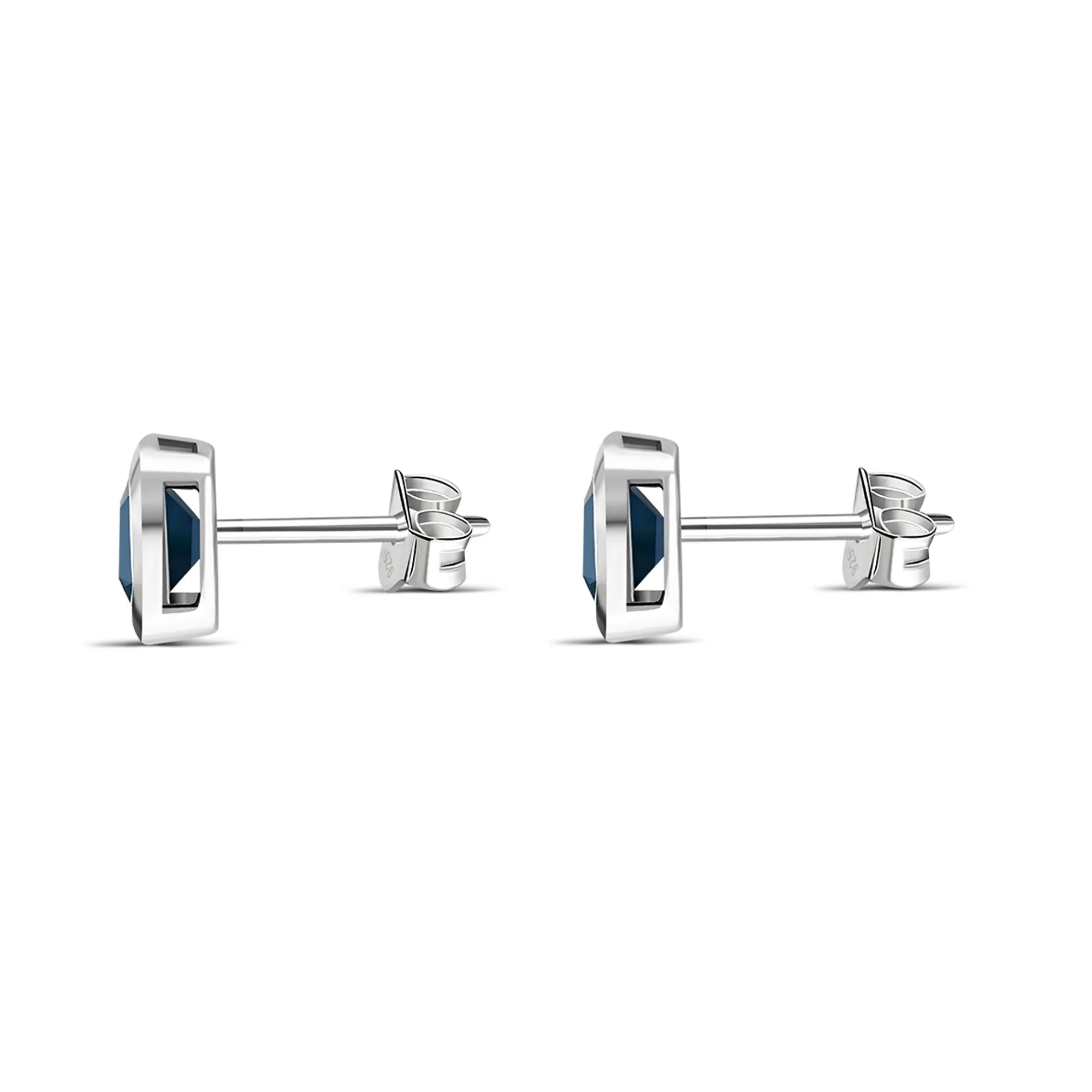 Sterling Silver London Blue Topaz Framed Stud Earrings