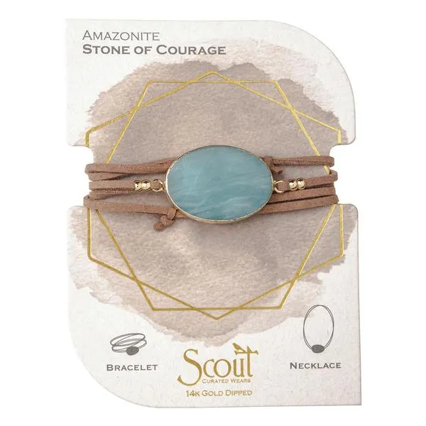 Suede Stone Amazonite/Gold