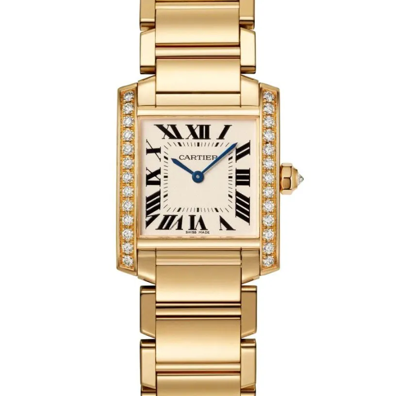Tank Française Medium Yellow Gold and Diamond Watch