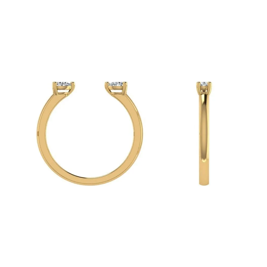 Teardrop Diamond Open Ring Yellow Gold