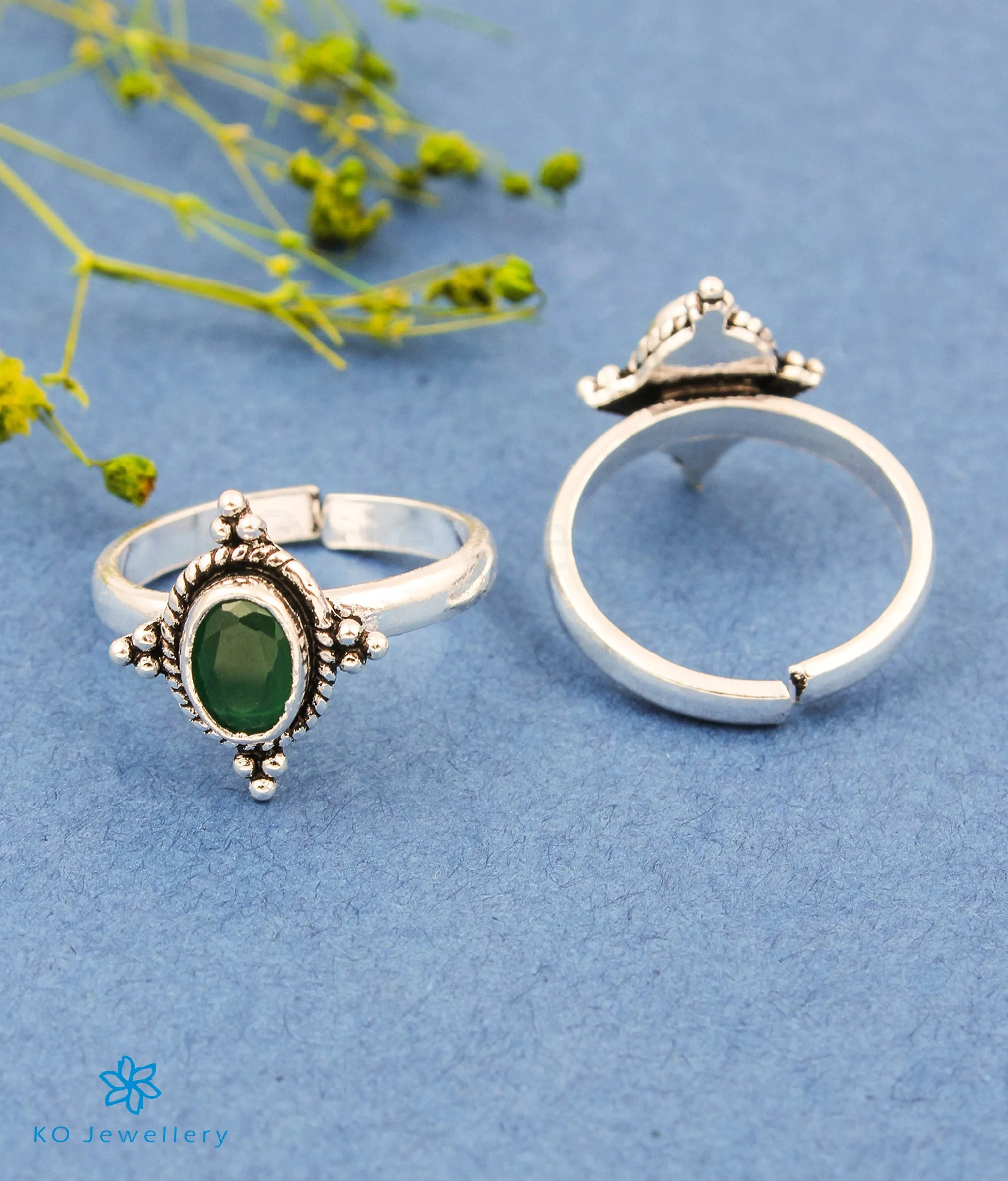 The Saima Silver Toe-Rings (Green)