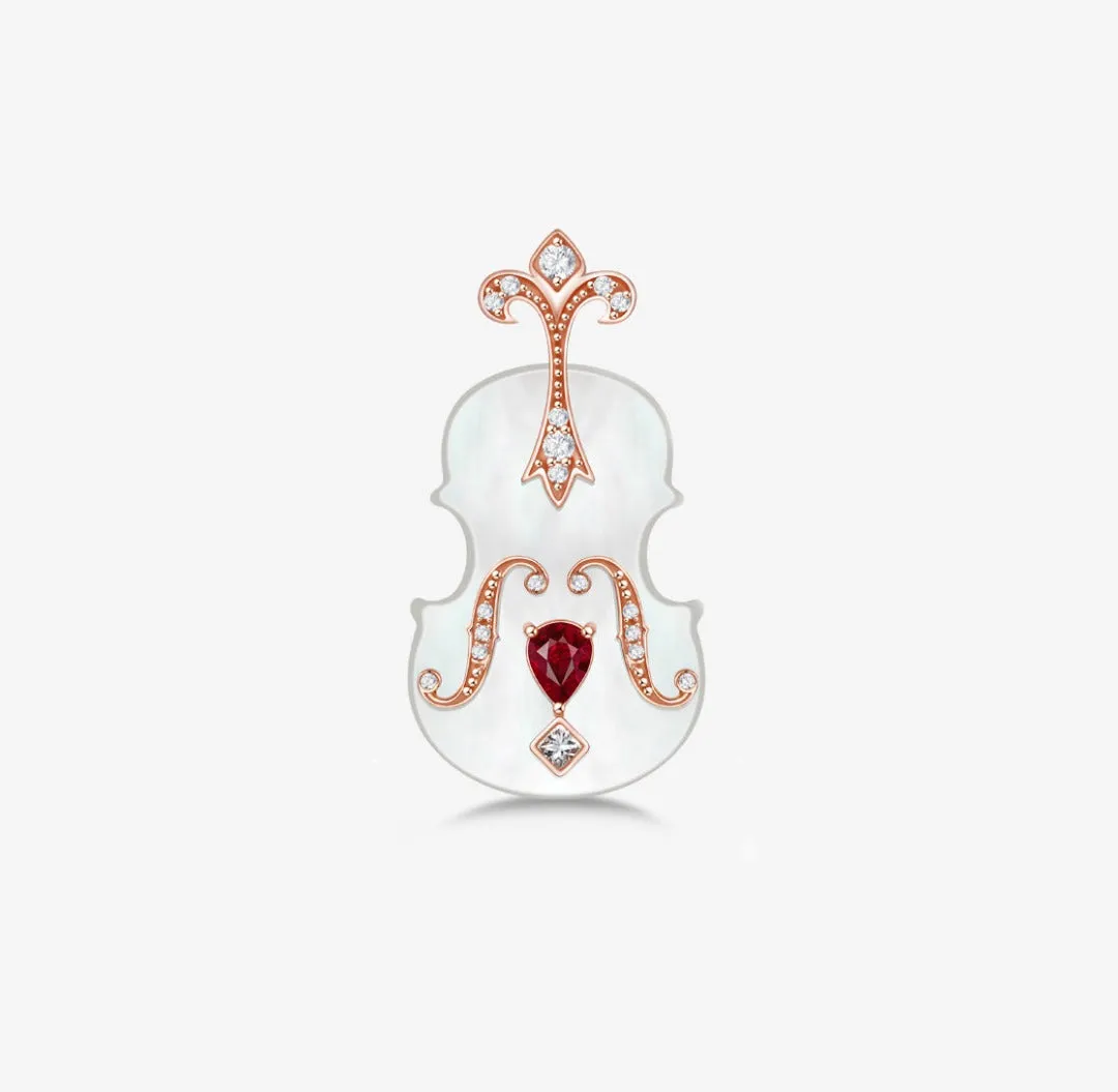 THIALH - CONCERTO - 18K Rose Gold Ruby Brooch & Pendant (double wear)