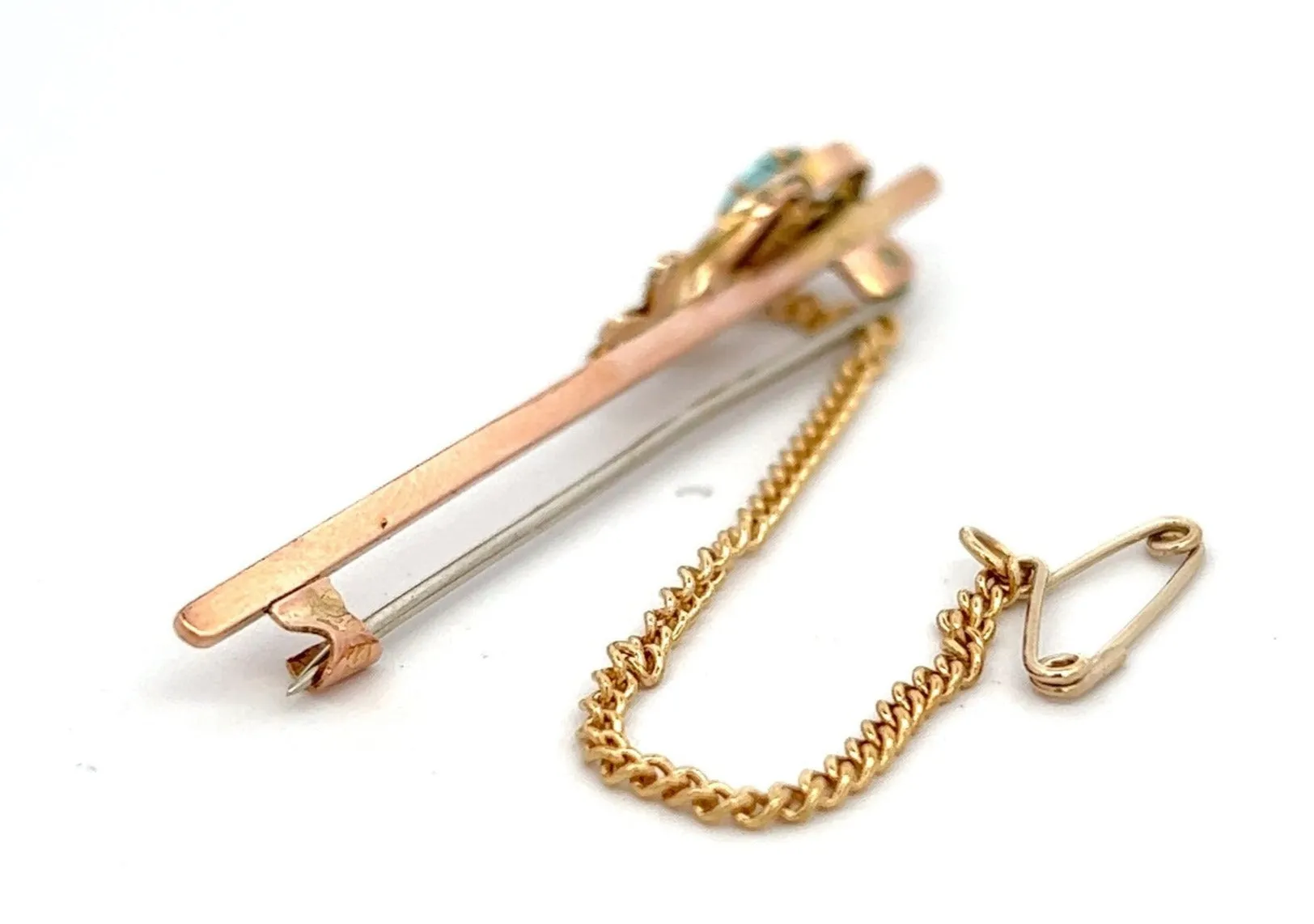 Topaz & Seed Pearl 9ct Rose Gold Bar Brooch