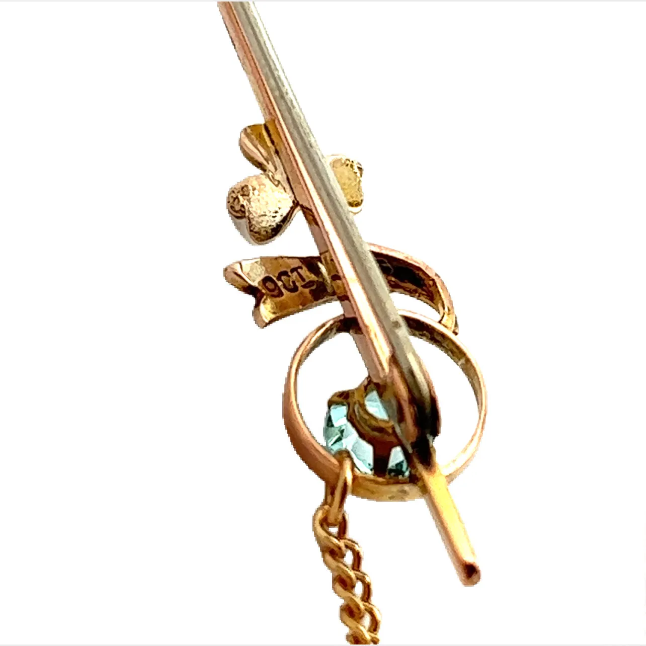 Topaz & Seed Pearl 9ct Rose Gold Bar Brooch