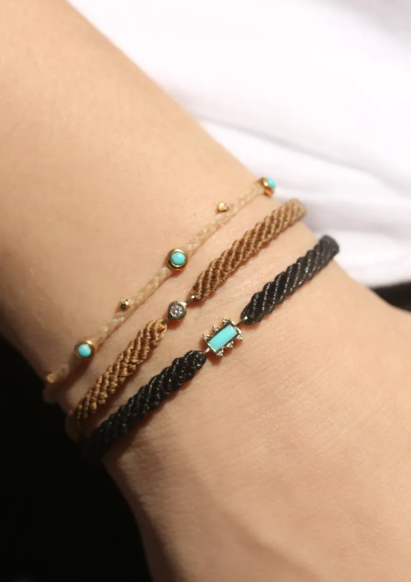Turquoise Bezel Charms Bracelet