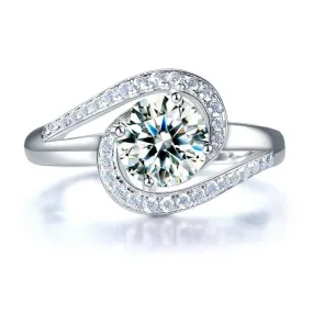 Twist Curl 925 Sterling Silver Wedding Engagement Ring 1.25 Ct Simulated Diamond