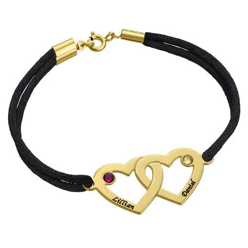 Unique Hearts Bracelet with Birthstones for Couples