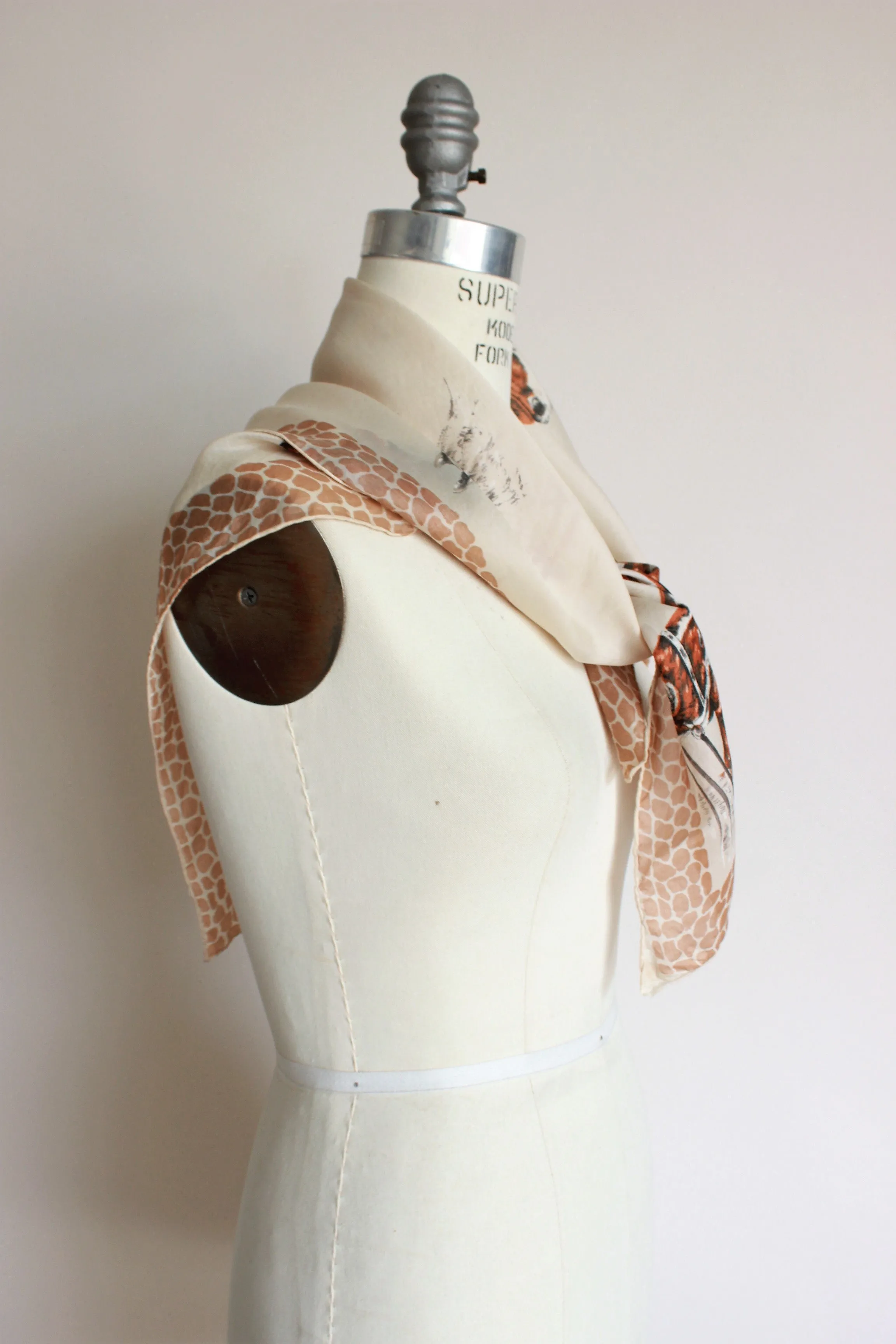 Vintage 1950s Horse Novelty Print Collectible Scarf