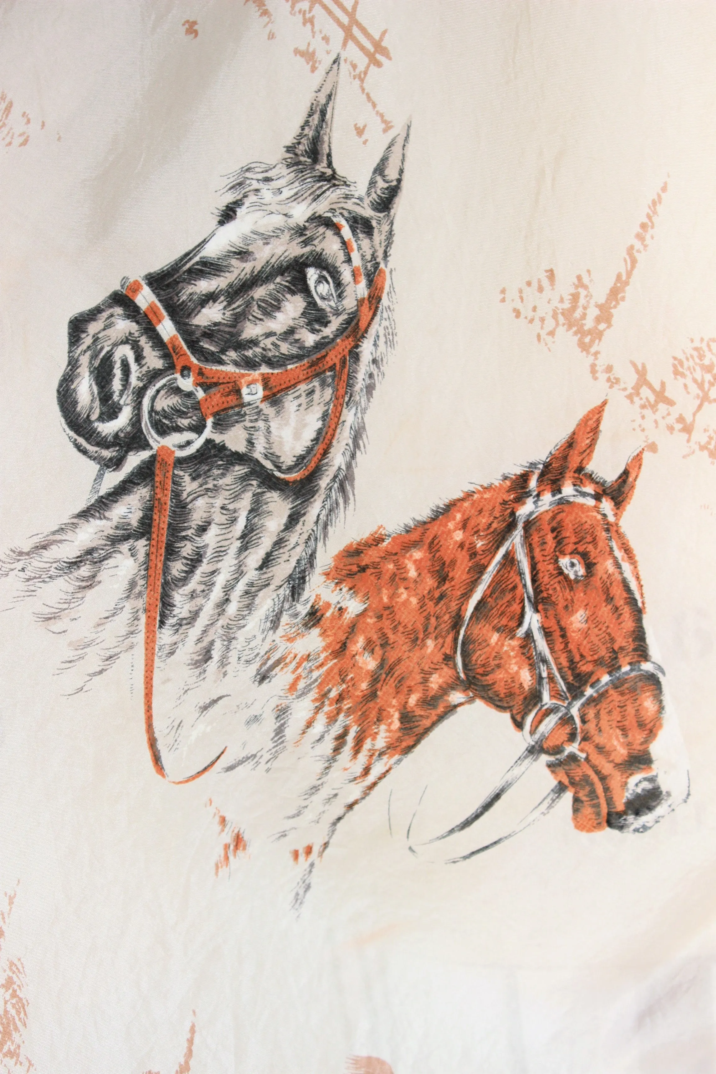 Vintage 1950s Horse Novelty Print Collectible Scarf