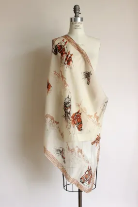 Vintage 1950s Horse Novelty Print Collectible Scarf